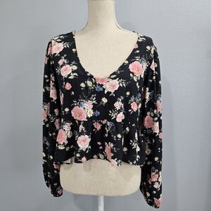 Forever 21 Black Floral Blouse